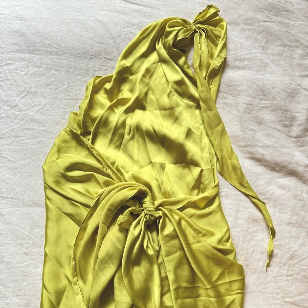 Baobab Collection Chartreuse Green One-Shoulder Mini Dress - Picture 4 of 10